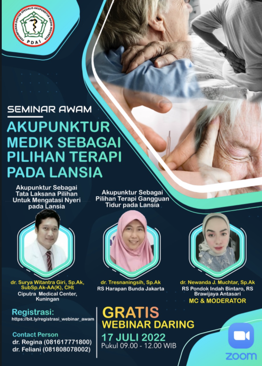Akupunktur Medik Sebagai Pilihan Terapi pada Lansia - Perhimpunan Dokter Spesialis Akupunktur Medik Indonesia Akupunktur Medik Sebagai Pilihan Terapi pada Lansia - Perhimpunan Dokter Spesialis Akupunktur Medik Indonesia